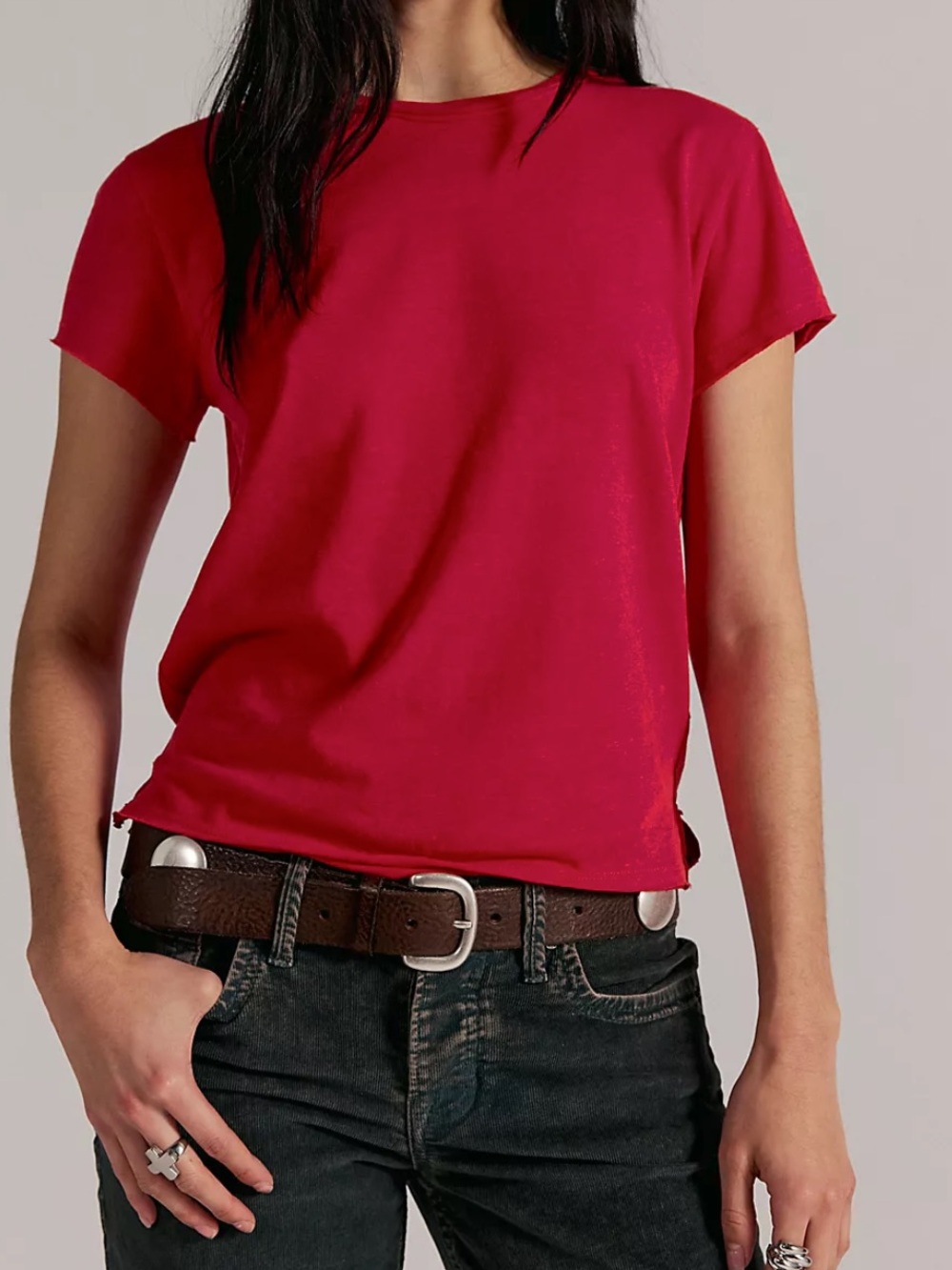 We The Free Free People Nova Tee Greyhound Red M